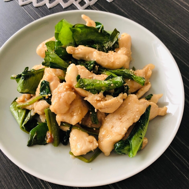 鶏むね肉と空芯菜のオイスター炒め